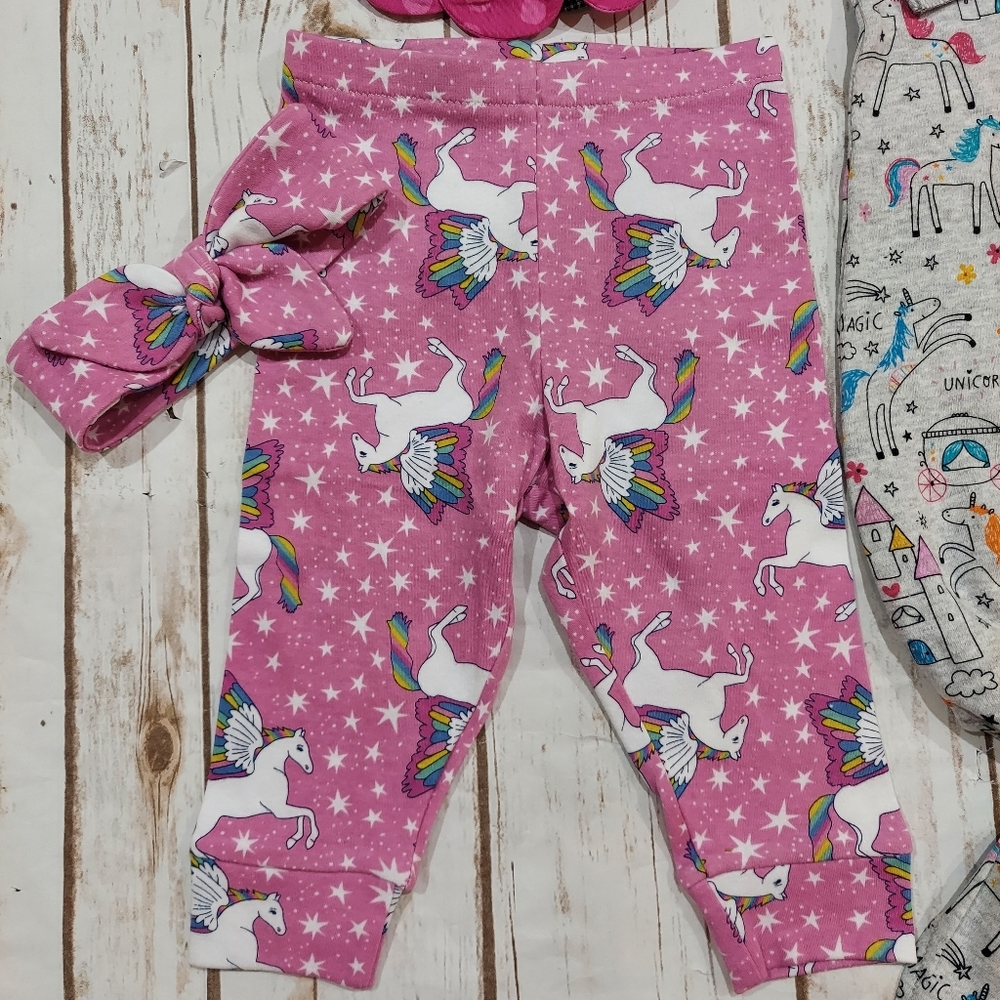 Baby Unicorn Sleeper Set plus 2 Leggings - Picture 6 of 12